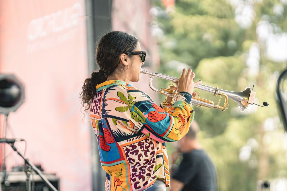 Trumpet musician performing outdoors