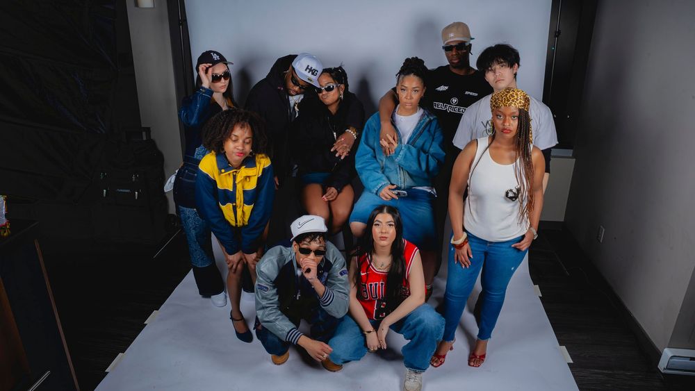 Group studio portrait in streetwear